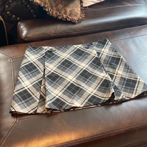 NWT Black, Gray and Cream Plaid Skirt with Silver Accent
